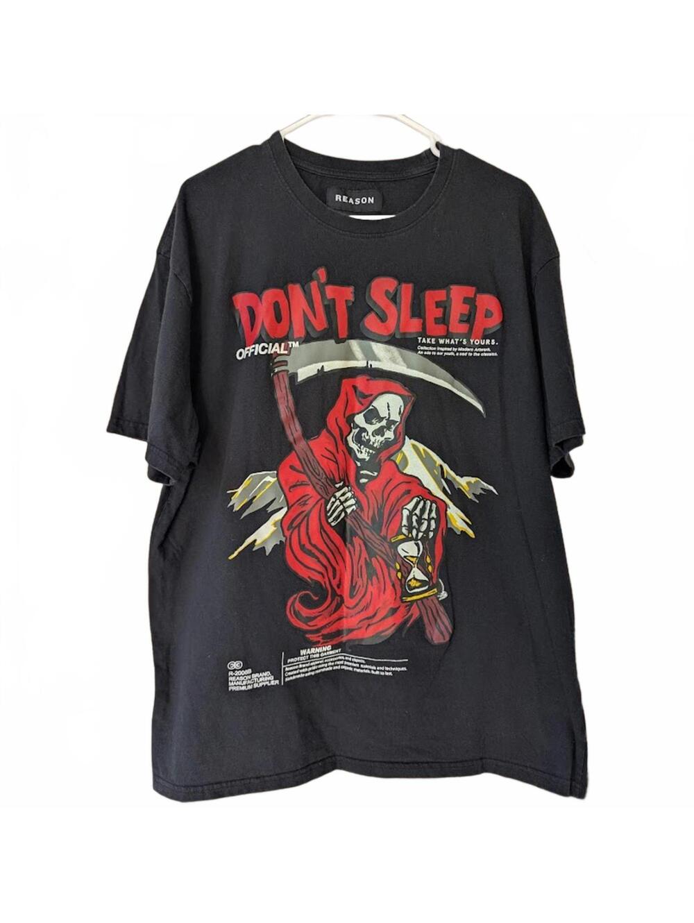Reason XL Dont Sleep Grim Reaper Graphic T-Shirt Black Streetwear Emo Goth 23x30